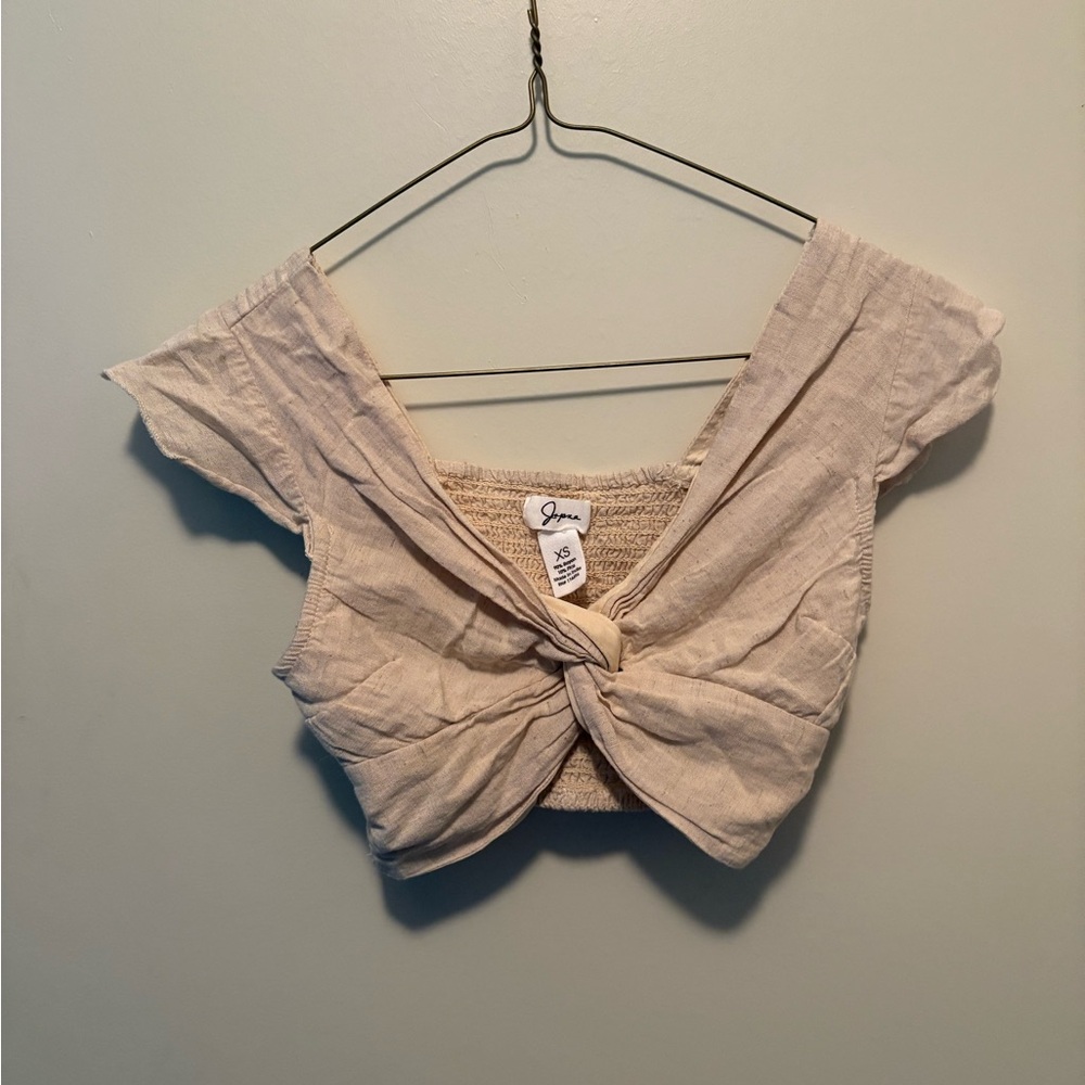 Japna Light Tan Knotted Blouse